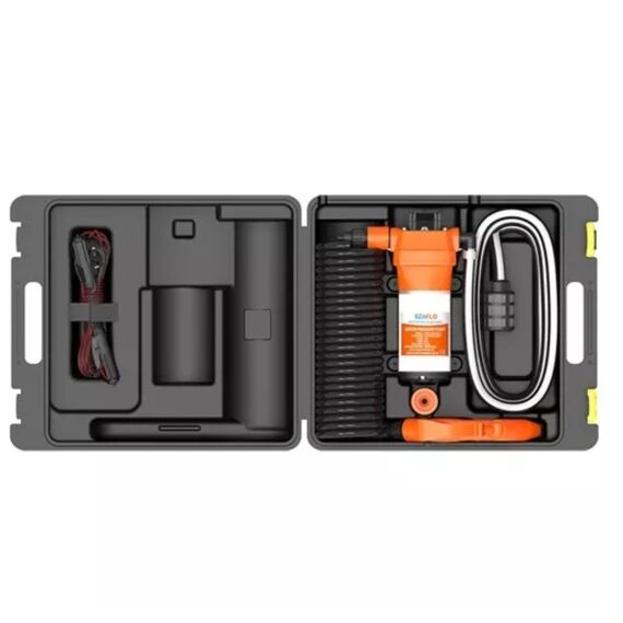 Kit Lavagem Bomba Pressurizadora Seaflo 4.5 Gpm + Mangueira + Gatilho - MALETA - 70PSI - 12v