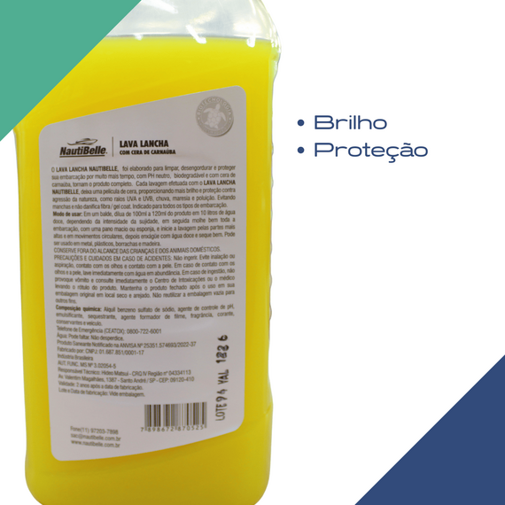 Lava Lancha Shampoo Náutico c/ Cera de Carnaúba NautiBelle - 1 litro
