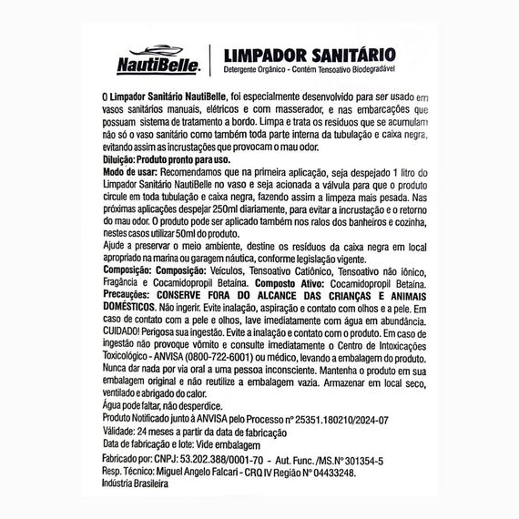 Limpa Banheiro Limpador Sanitário Odorizador p/ Vaso Sanitário Nautibelle - 1 L - Pinho/Limão