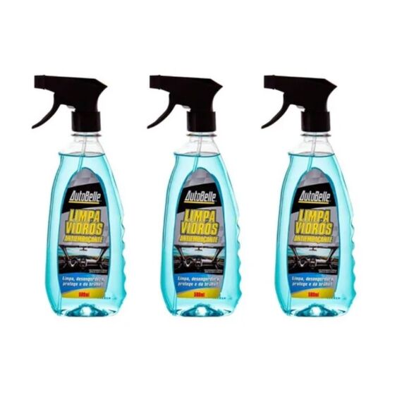 Limpa Vidros Autobelle c/ Bico Pulverizador - 500 ml - Pronto p/ Uso - 3 un.
