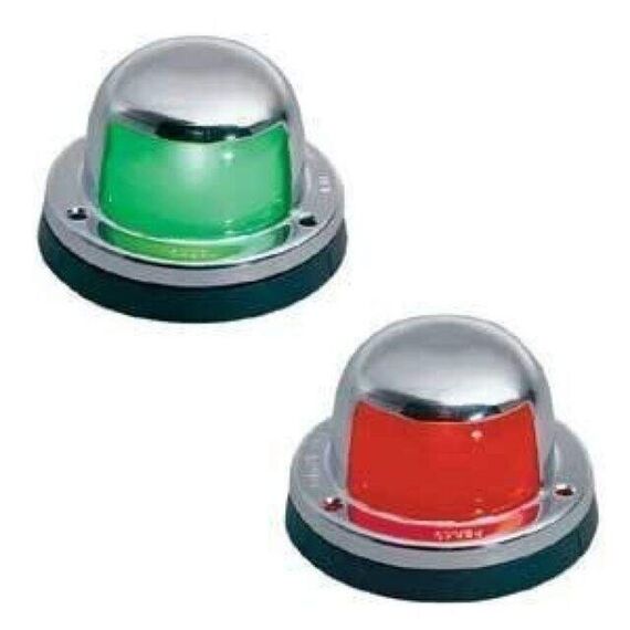 Luz de Navegação BB/BE c/ Tampa em INOX 316, Base em ABS Preto - 12v