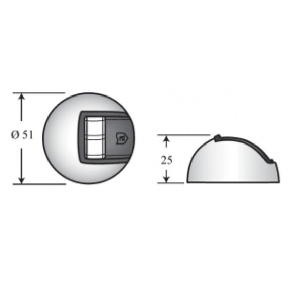 Luz de Navegação BB/BE LED c/ Tampa em INOX, Base em ABS Preto - Attwood