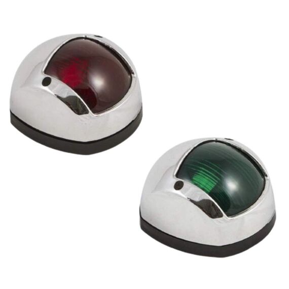 Luz de Navegação Bombordo / Boreste c/ Tampa em Nylon Cromo Níquel, Base em ABS Preta