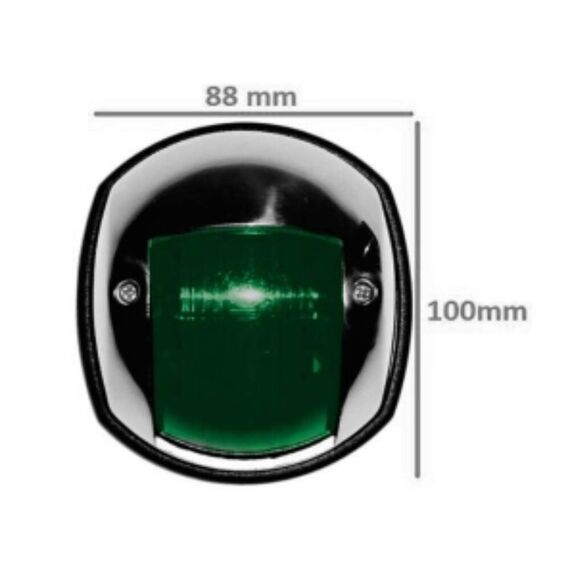 Luz de Navegação Bombordo / Boreste c/ Tampa em Nylon Cromo Níquel, Base em ABS Preta