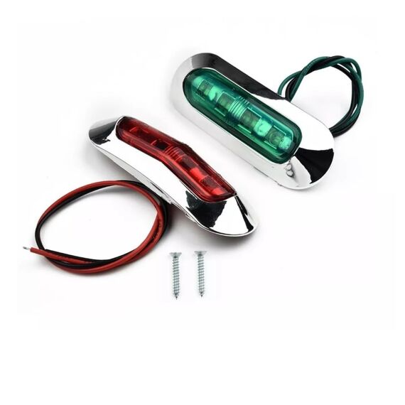 Luz de Navegação Bombordo Boreste Plástico Cromado 12V-24V LED Sobrepor