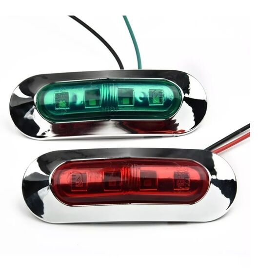 Luz de Navegação Bombordo Boreste Plástico Cromado 12V-24V LED Sobrepor