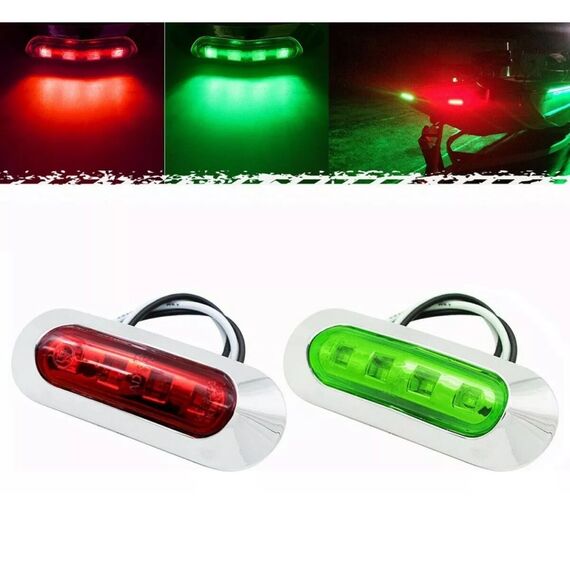 Luz de Navegação Bombordo Boreste Plástico Cromado 12V-24V LED Sobrepor
