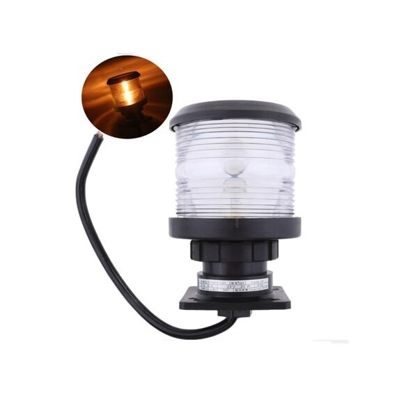 Luz de Navegação Fundeio - Lente Transparente 360°, Corpo em ABS Preto - TOP - 12m