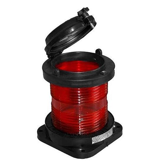 Luz de Navegação Mastro - Lente Vermelha 360°, Corpo em ABS Preto - HORIZONTAL