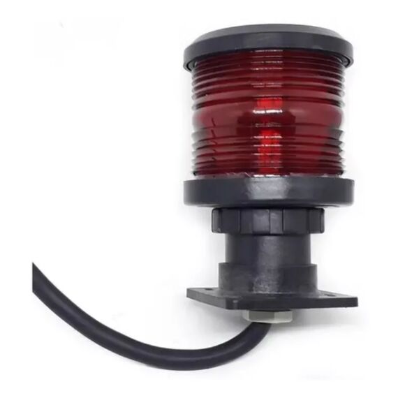 Luz de Navegação Mastro - Lente Vermelha 360°, Corpo em ABS Preto - TOP - 12m