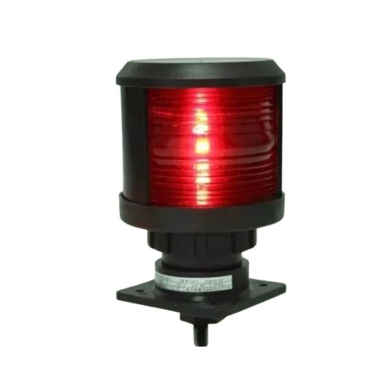 Luz de Navegação Mastro - Lente Vermelha 360°, Corpo em ABS Preto - TOP - 12m