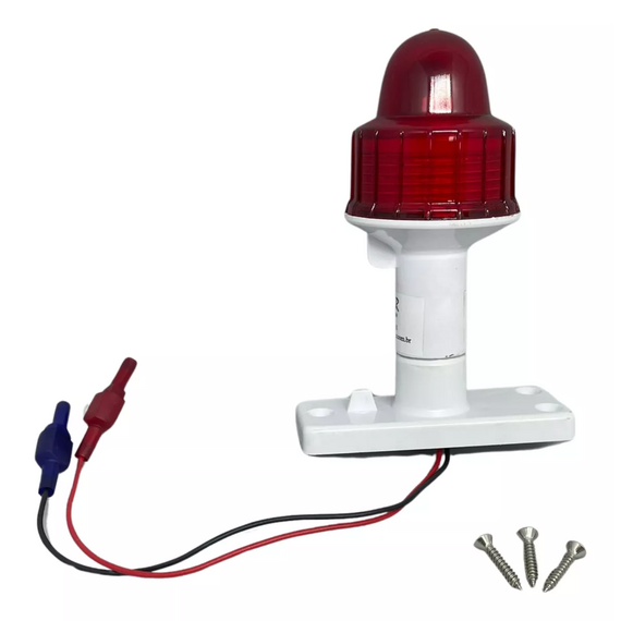 Luz de Navegação TOP Alcançado Fundeio - 9 LEDs - Lente Vermelha - 15cm