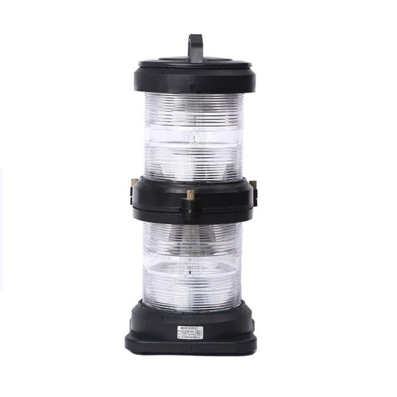 Luz de Navegação Top Dupla - Lente Amarela 135°, Corpo em ABS Preto - HORIZONTAL - Acima 50m