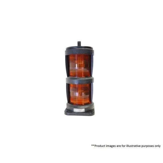 Luz de Navegação Top Dupla - Lente Amarela 135°, Corpo em ABS Preto - HORIZONTAL - Acima 50m