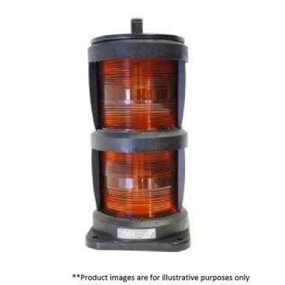 Luz de Navegação Top Dupla - Lente Amarela 135°, Corpo em ABS Preto - HORIZONTAL - Acima 50m