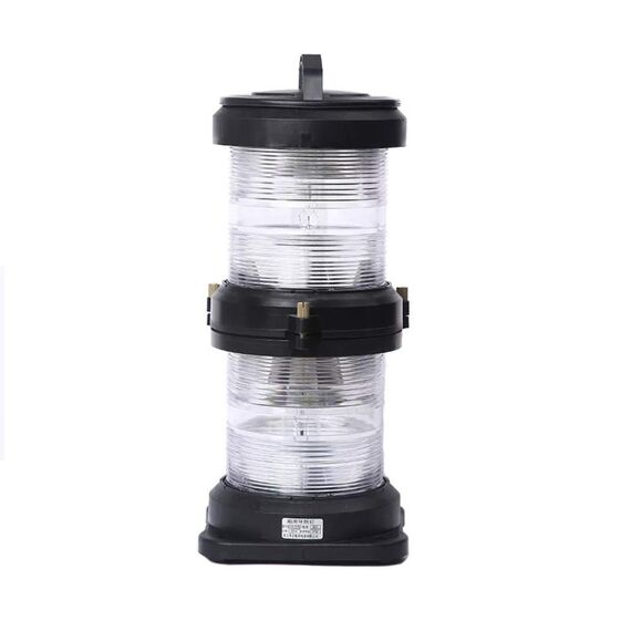 Luz de Navegação Top Dupla - Lente Branca 135°, Corpo em ABS Preto - HORIZONTAL - Acima 50m