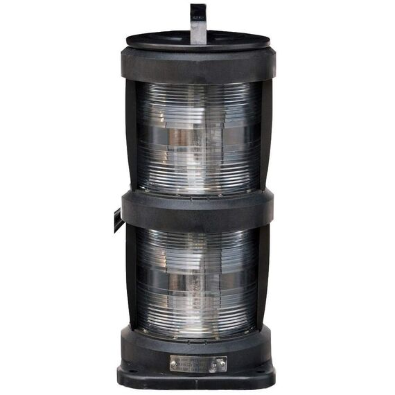 Luz de Navegação Top Dupla - Lente Branca 135°, Corpo em ABS Preto - HORIZONTAL - Acima 50m