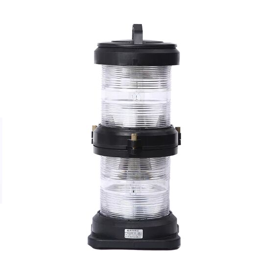 Luz de Navegação Top Dupla - Lente Transparente 360°, Corpo em ABS Preto - HORIZONTAL - Acima 50m