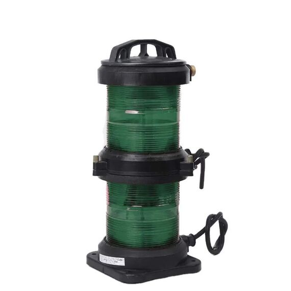 Luz de Navegação Top Dupla - Lente Verde 360°, Corpo em ABS Preto - HORIZONTAL - Acima 50m