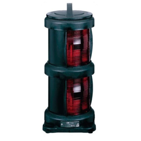 Luz de Navegação Top Dupla - Lente Vermelha 112,5°, Corpo em ABS Preto - HORIZONTAL - Acima 50m