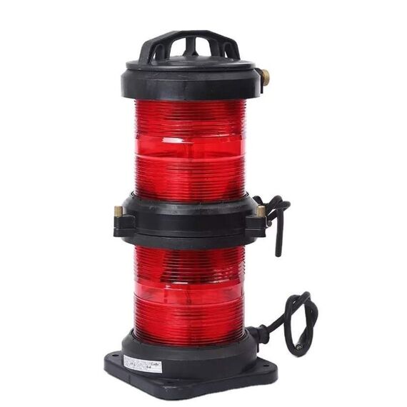 Luz de Navegação Top Dupla - Lente Vermelha 112,5°, Corpo em ABS Preto - HORIZONTAL - Acima 50m