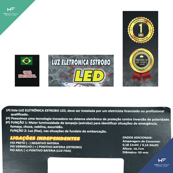 Luz de Navegação e Atracação / Strobo de TOP LED - 2,2 Milhas Náuticas