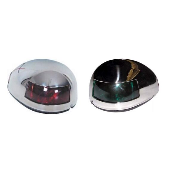 Luz de Proa BB / BE c/ Tampa em INOX, Base em ABS Preto - Horizontal