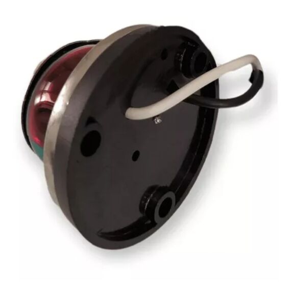 Luz de Proa Bicolor c/ Tampa em Inox, Base em ABS Preto - 12v