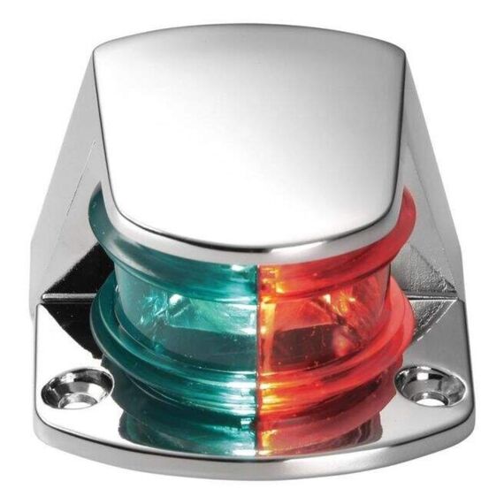 Luz de Proa Bicolor c/ Tampa em Inox Fundido, Base em ABS Cromado