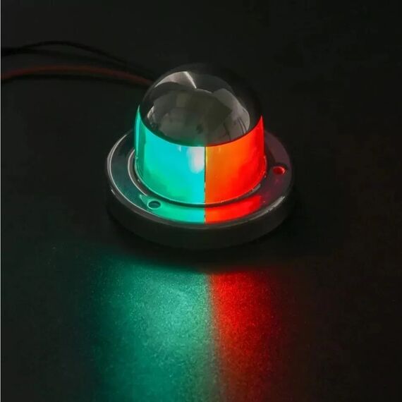 Luz de Proa Bicolor c/ Tampa em Inox, LED - 12v