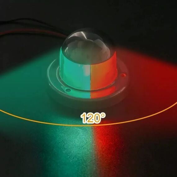 Luz de Proa Bicolor c/ Tampa em Inox, LED - 12v