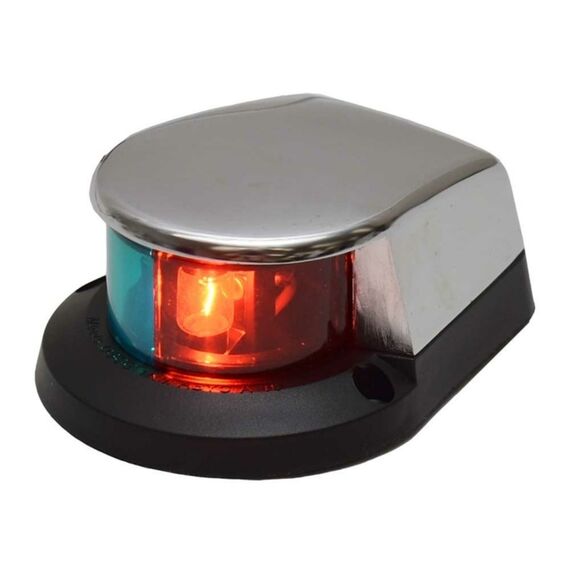 Luz de Proa Bicolor c/ Tampa em Latão Cromado, Base em ABS Preto