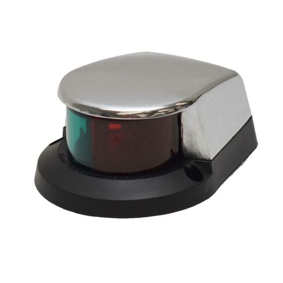 Luz de Proa Bicolor c/ Tampa em Latão Cromado, Base em ABS Preto