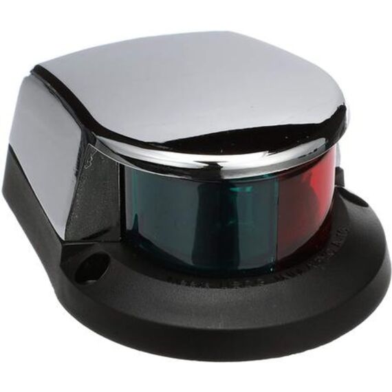 Luz de Proa Bicolor c/ Tampa em Latão Cromado, Base em ABS Preto