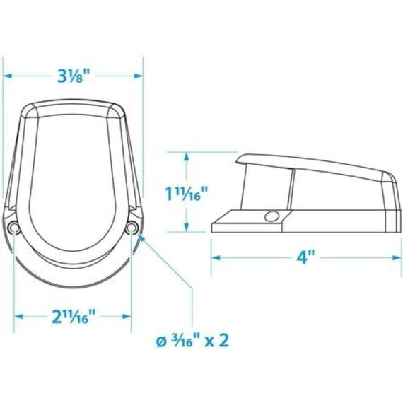 Luz de Proa Bicolor c/ Tampa em Latão Cromado, Base em ABS Preto
