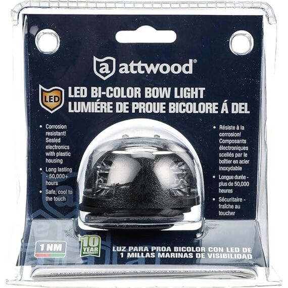 Luz de Proa Bicolor em LED c/ Tampa em Inox, Base em ABS