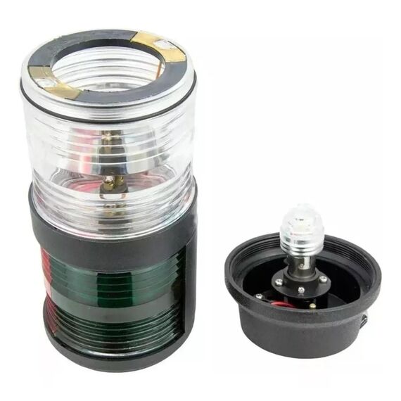 Luz de TOP tricolor - Navegação 360° + Bicolor 360°, Corpo em ABS Preto
