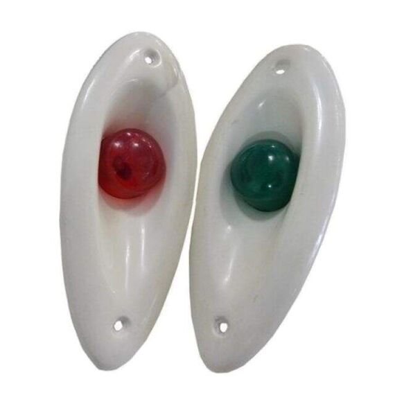 Luz Olho de Tubarão Verde/Vermelha c/ Acabamento em ABS Branco