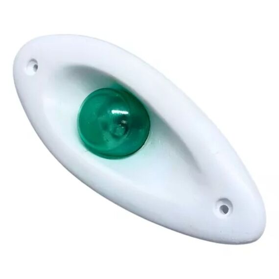 Luz Olho de Tubarão Verde/Vermelha c/ Acabamento em ABS Branco