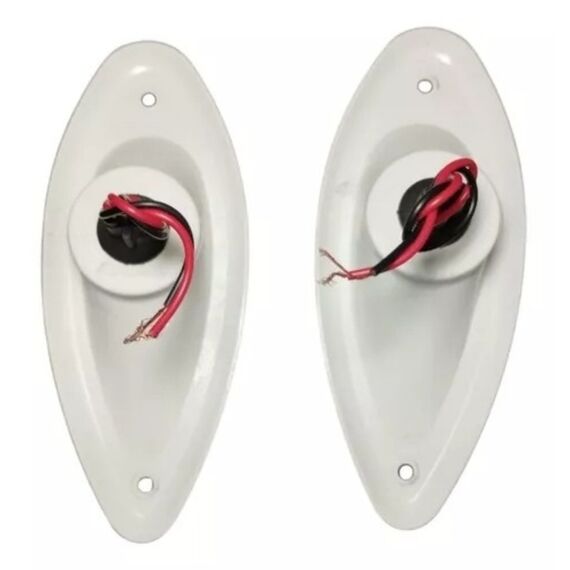 Luz Olho de Tubarão Verde/Vermelha c/ Acabamento em ABS Branco