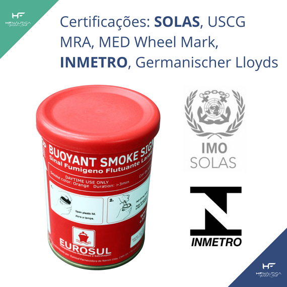 Sinalizador Fumígeno Flutuante Laranja - Navegação em Águas Costeiras - Mar Aberto - EUROSUL