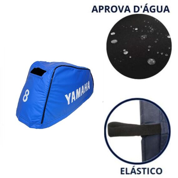 Capa de Capô p/ Motores de Popa - Yamaha 8 HP Estriado C/ Escape