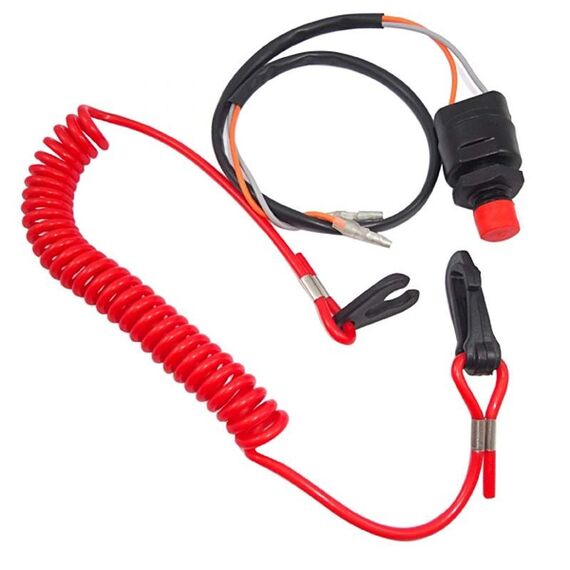 Chave Corta Corrente c/ Mosquetão Plástico + Botão p/ Motor Yamaha