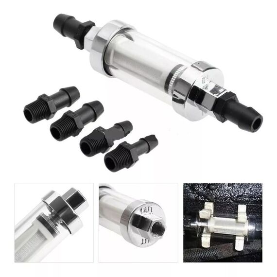 Filtro de Combustível em Linha - Inox/Vidro - Universal - Seachoice