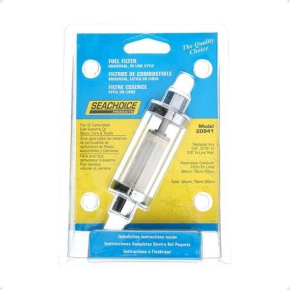 Filtro de Combustível em Linha - Inox/Vidro - Universal - Seachoice