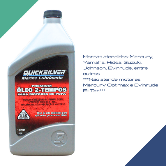 Óleo Quicksilver Premium TC-W3 p/ Motores 2T - 1 Litro