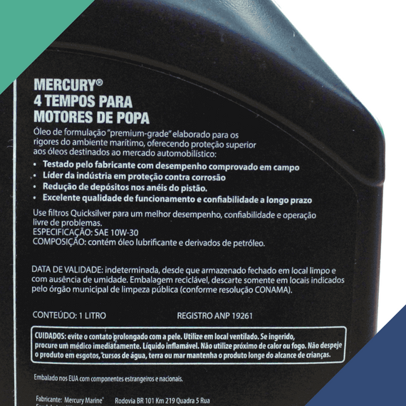 Óleo Quicksilver Premium TC-W3 p/ Motores 2T - 1 Litro