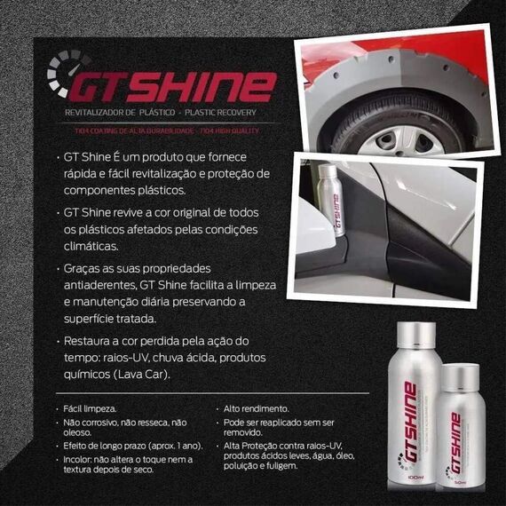 Revitalizador de Plásticos GT-Shine c/ Aplicador - 50 ml