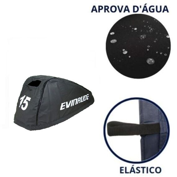 Capa de Capô p/ Motores de Popa - Evinrude 15 HP Etec Até 92