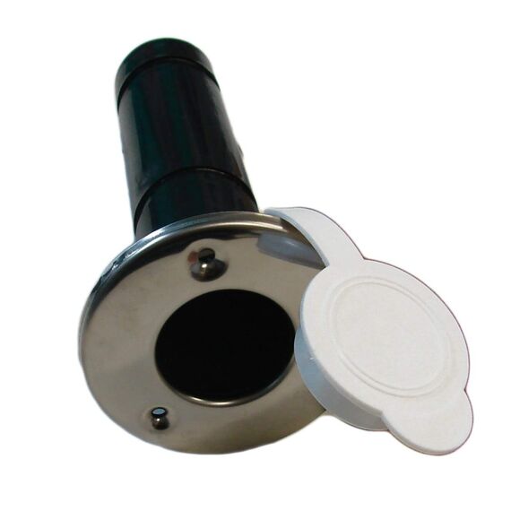 Porta Varas / Caniço Embutir Reto em ABS Premium c/ Tampa Branca + Acabamento em Inox